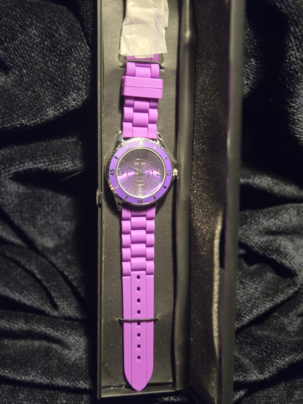 Gossip Vibrant Purple Silicone Strap Watch with Silver Accents - Picture 6 of 6